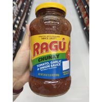 Chunky Tomato Garlic &amp; Onion Sauce ( Ragu Brand ) 680 G. ซอสสำหรับราดหน้า พาสต้า ( ตรา รากู )