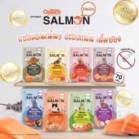 อาหารแมว Ostech Hello Salmon ปลาแซลมอนในเยลลี่ 70 กรัม มี 8 รส คละ 12 ซอง