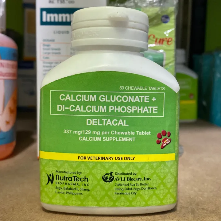 Deltacal 50 Tablets Calcium Gluconate DiCalcium Phosphate Dog & Cats