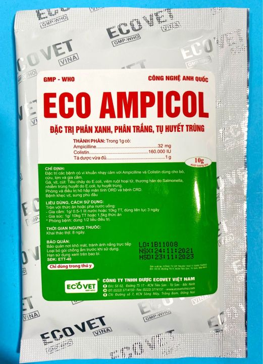 Eco Ampicol, sự lựa chọn tốt nhất cho việc điều trị các bệnh nhiễm khuẩn. Sản phẩm được chứng nhận chất lượng và đảm bảo an toàn cho sức khỏe con người. Nếu bạn đang gặp phải các vấn đề liên quan đến bệnh nhiễm khuẩn, hãy sử dụng Eco Ampicol để giải quyết triệt để vấn đề và tránh các biến chứng khó khăn hơn trong tương lai.