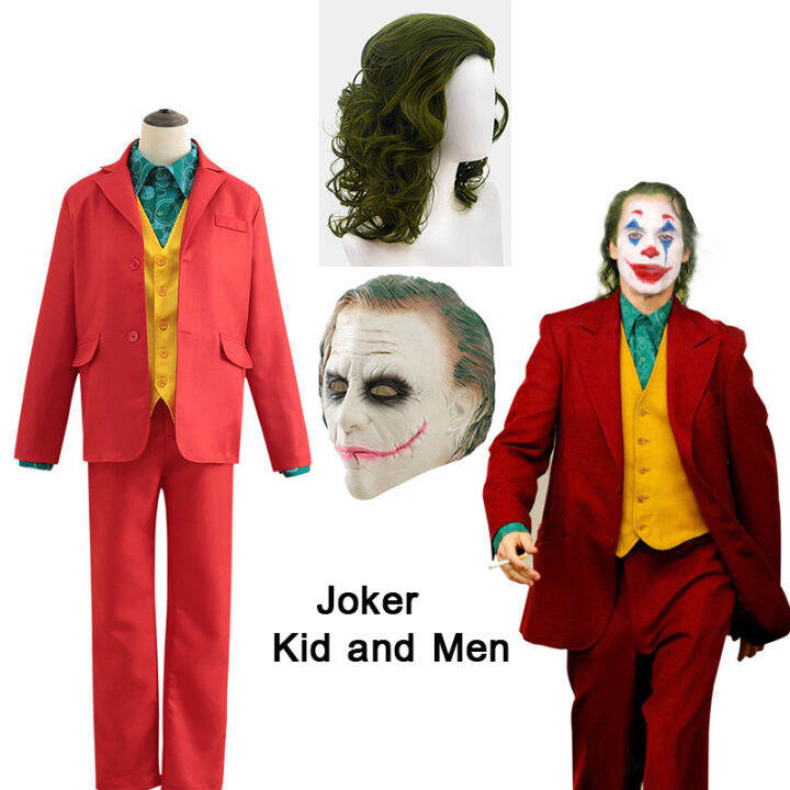 The Joker Cosplay Costume Halloween Clown Suit Men Kid Boy Lazada PH
