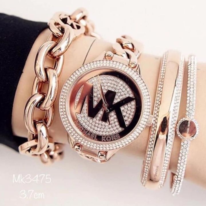 รับประกันของแท้-michael-kors-michael-kors-rose-gold-tone-watch-mk3475-size-38-mm