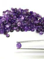 พลอยเจียรหลังเบี้ยอเมทิสต์ธรรมชาติ 100% ทรงกลม 5 มม. 5mm round shape 100% natural amethyst cabochon gemstone