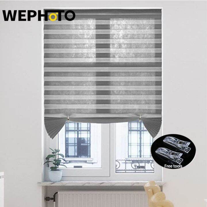 WEPHOTO Easy Up & Down Pleated Window Shades Adhesive Window Pleated ...