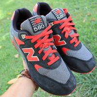 ส่งฟรี New Balance รุ่น 580 Black Leather Mesh Sneakers with Reflective Lights - Free Delivery 8.5us 26.5cm 42eu แท้