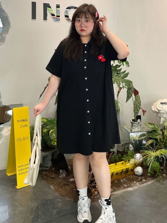4XL 150KG Plus Size Chubby Dress For Girl Women Korean Style Fashion 2022  New Design Casual Loose And Simple Waist A-Line Skirt | Lazada