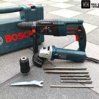 Bosch ว่านโรตารี่ 2-26 mm 3 ระบบ รุ่น GBH2-26DFR 1500W พร้อมดอก +Bosch หินเจียร 4นิ้ว รุ่น GWS 8-100 กำลังไฟ 850W ปรับล็อคความเร็วได้