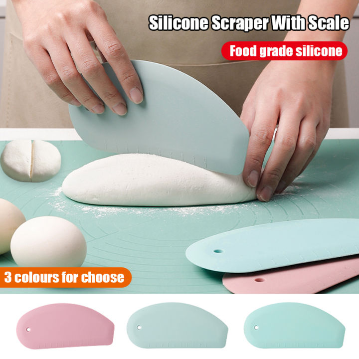 Silicone Dough Scraper with Stainless Steel Sheet, Curved Edge Flexible  Bowl Scraper for Baking, Food Grade Silicone Bench Scraper for Sourdough  Bread