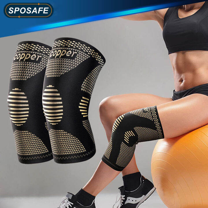 1Pair Copper knee compression sleeves braces knee pain Support Pads for ...