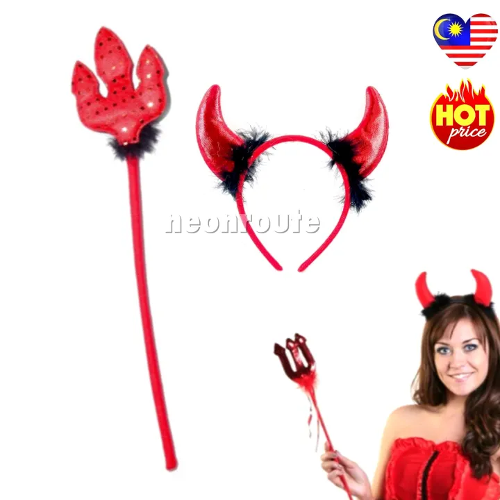 Devil Horn Headband with Trident. Halloween Costume Lazada