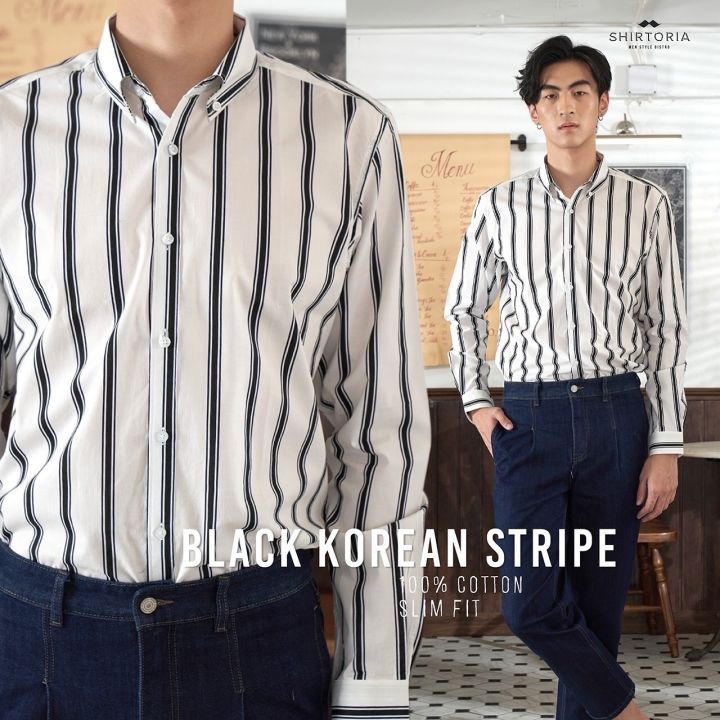 shirtoria-cotton-ลายkorean-stripe-เสื้อเชิ้ตแขนยาว