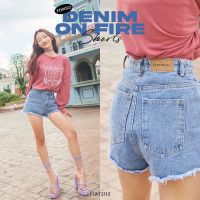 FLAT2112 FD0022 : DENIM ON FIRE SHORTS กางเกงยีนส์ กางเกงยีนส์ขาสั้น กางเกงขาสั้น