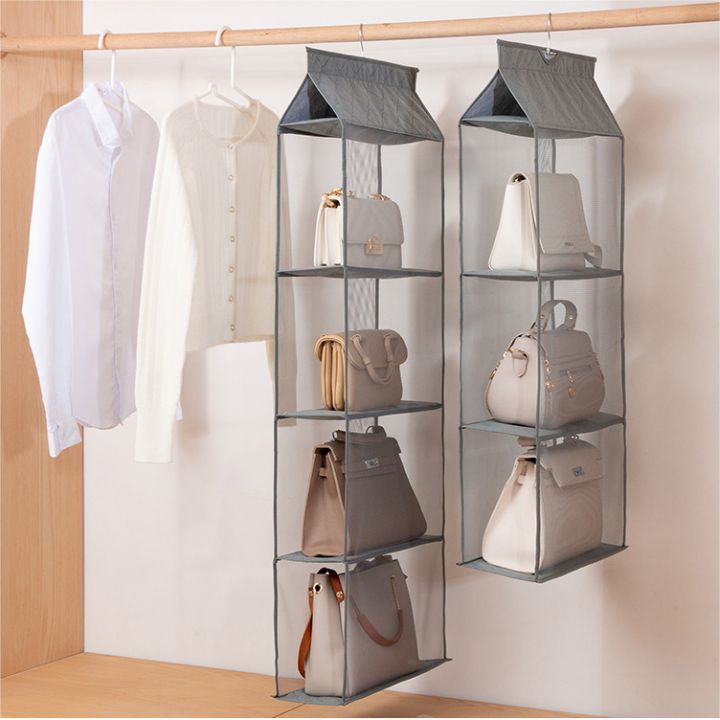 Closet Purse Organizer Storage Hanging Handbag Organizer Foldable Dustproof  Breathable Women Purse Hanger for Wardrobe Bedroom