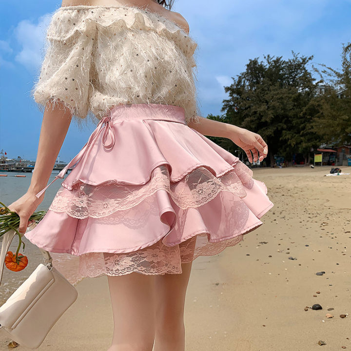 Chân váy chữ A xuông nhẹ màu hồng quảng châu loại đẹp  chân váy 2 lớp mặc  đi học đi làm đi chơi