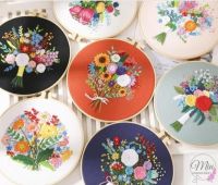 ชุดปักลายดอกไม้ ขนาด 20cm Flower Bouquet DIY Embroidery Kit size 20cm