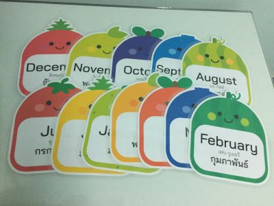 สื่อการสอน เดือน 12 เดือน (set ผลไม้) ภาษาไทยและอั