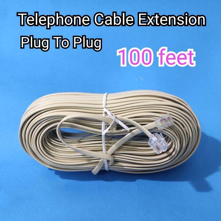 100 feet Telephone cable extension plug to plug wayar menyambung