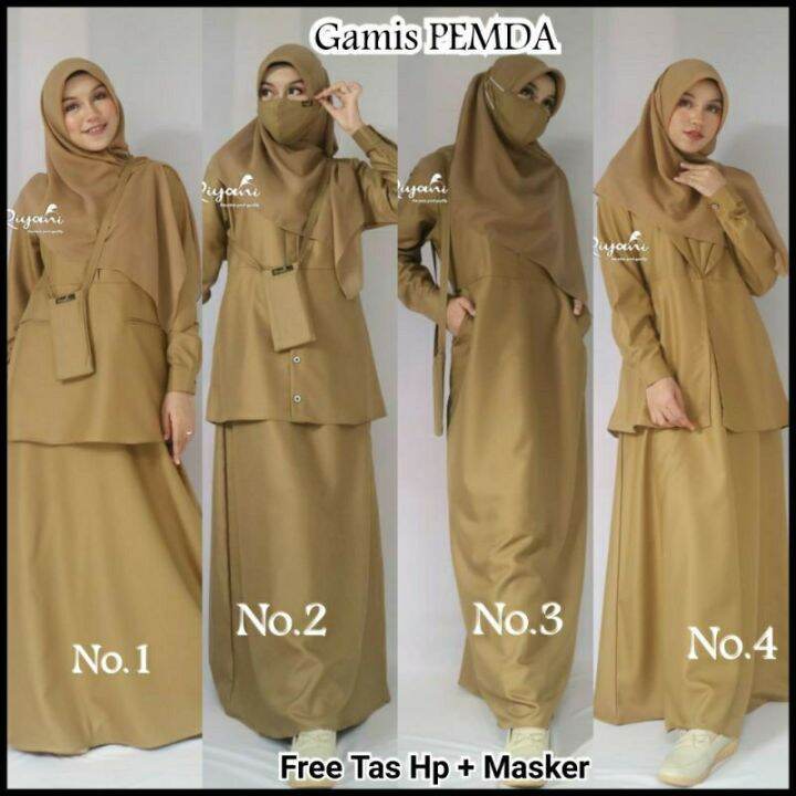 Gamis Pns Pemda Khaki Seragam Dinas Guru Wanita By Riyani Lazada