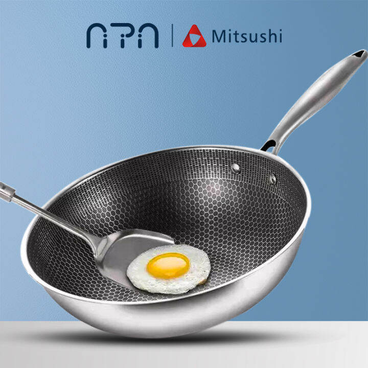 Nipiin Non Stick Pan Stainless Steel Non Stick Frying Pan Induction Pan Wok Pan Frying