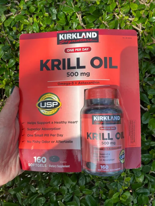 Kirkland Krill Oil 500 mg (160 Softgels) บำรุงหัวใจ Lazada.co.th