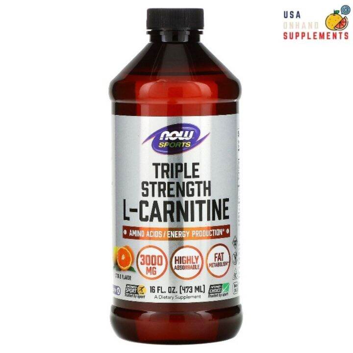 Now Sports, Sports, Triple Strength LCarnitine Liquid, Citrus, 3,000