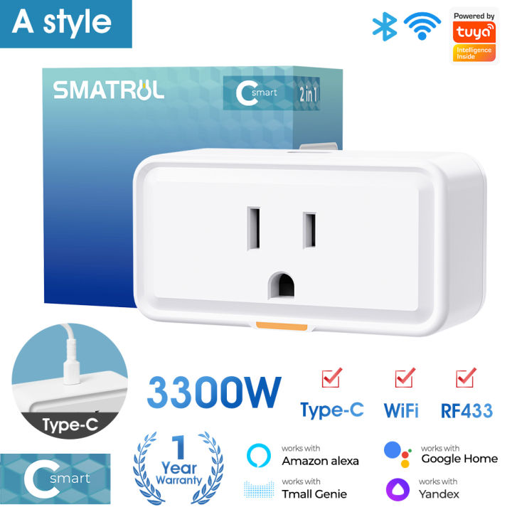 Outdoor Smart Plug Waterproof 2.4ghz Wifi 2 Outlet Switch For Tuya 15a Us  Plug Ac110240v