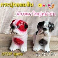 กระปุกออมสิน น้องหมาใหญ่หน้าย่น otop ปูนปลาสเตอร์ ของขวัญ ของที่ระลึก ใส่เหรียญแบงค์ไม่ดำ เก็บได้นานไม่ขึ้นรา