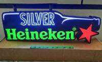 ป้ายไฟไฮเนเก้นซิลเวอร์ งานของแท้ HeinekenSolver กว้าง80 ยาว26 หนา8 ซม.สวยงาม น่าใช้ น่าสะสมหรือเป็นของขวัญ