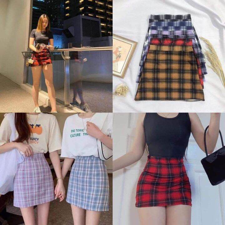 Checkered sale skirt lazada