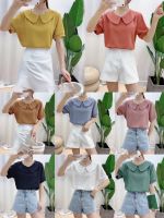 เสื้อเชิ้ตแขนสั้น คอป สีพื้น สำหรับผู้หญิง ( free size)