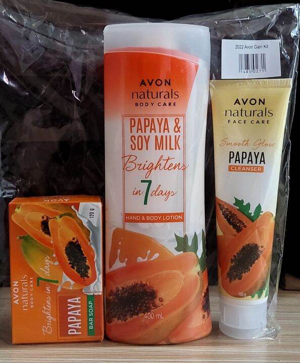 Avon Body care Gain kit (Papaya bar soap, Papaya Soy milk lotion