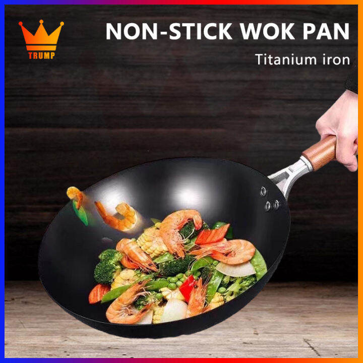Pan Non Stick original Wok Pan Heavy Duty Wok Iron Pot Largecapacity