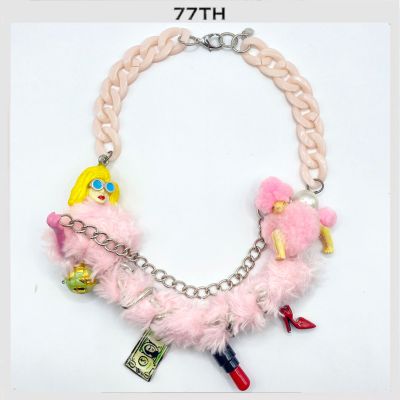 77th Madam and poodle faux fur necklace