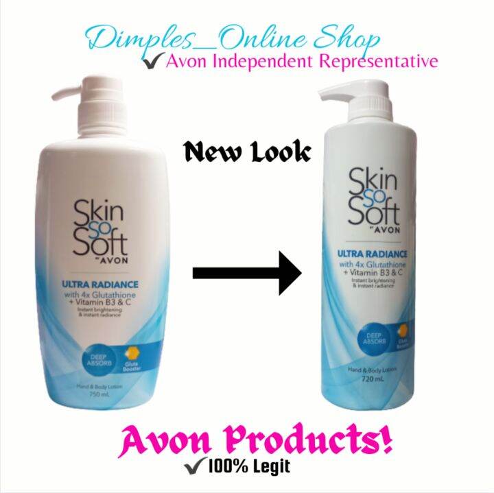 AVON SKIN SO SOFT Ultra Radiance with 4x Glutathione Hand & Body ...