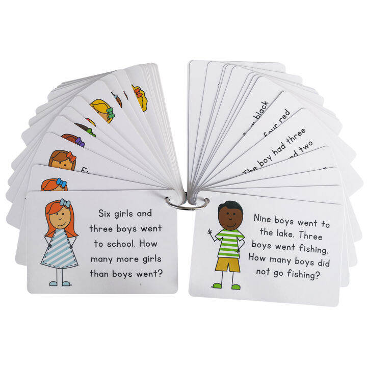 Math word problem flash cards kids educational flashcards set for