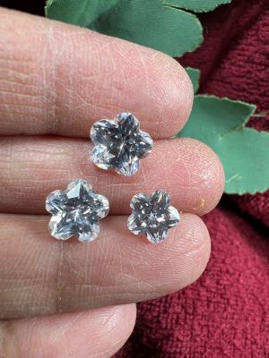 CZ AMERICAN DIAMOND WHITE 8x8  พลอย เพชร รัสเซีย AAA   สีขาว ดอกไม้ 7.00 มม (1 เม็ด) CUBIC ZIRCONIA CZ FLOWER SHAPE 7.00 MM (1PCS)