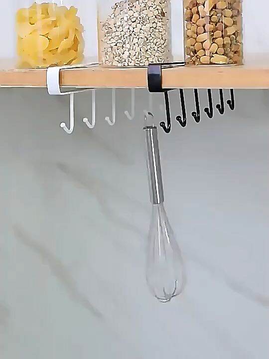 【Hodo SG Ready Stock】6 Hooks Adhesive Cup Holder Towel Holder Under