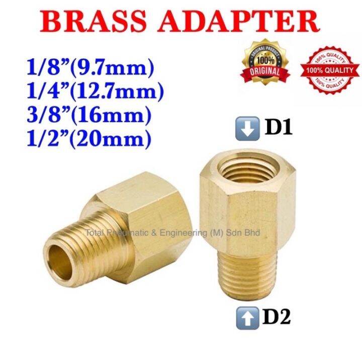 Brass Adapter 1/8” 1/4” 3/8” 1/2” Fitting Female Male Reducing ...