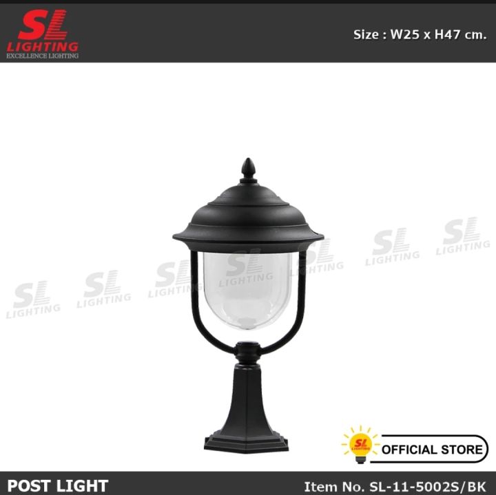 sl-11-5002s-bkโคมไฟหัวเสา-รูปหมวกจีน-สำหรับติดตั้งภายนอก-รุ่น-sl-11-5002s-bk-sl-lighting-ip44-outside-light-street-light-top-post-light-bollard-lamp-e27
