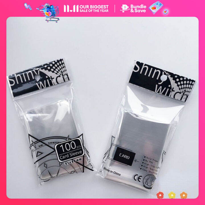 100pcs Clear Card Sleeves Pockets Card Protector TCG Unsealed Cover DIY