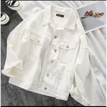 Denim jacket clearance with white hoodie