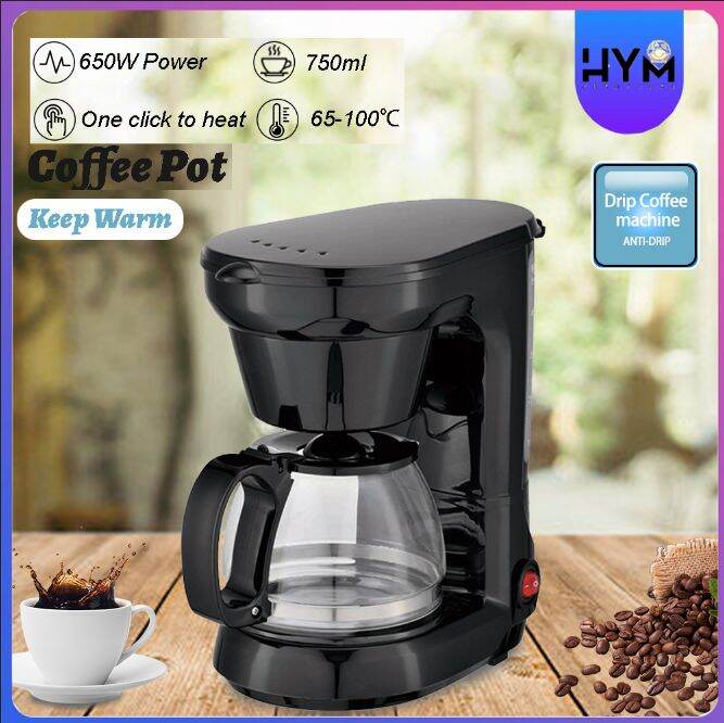 HYM Coffee Maker Complete Set 0.75L/6cups Home Use American Electric Coffee Maker Machine with
