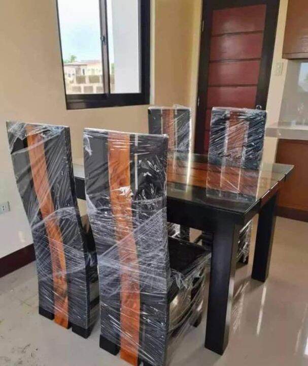 Glass Solid Wood 4 Seater Dining Table Set Lazada PH