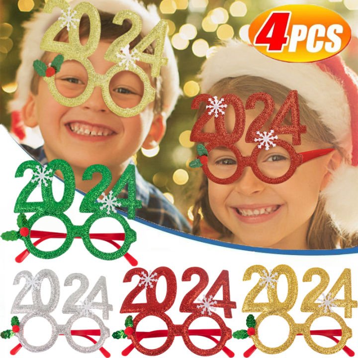 Christmas 2025 New Year Glasses Frame Christmas Photo Props for Adults