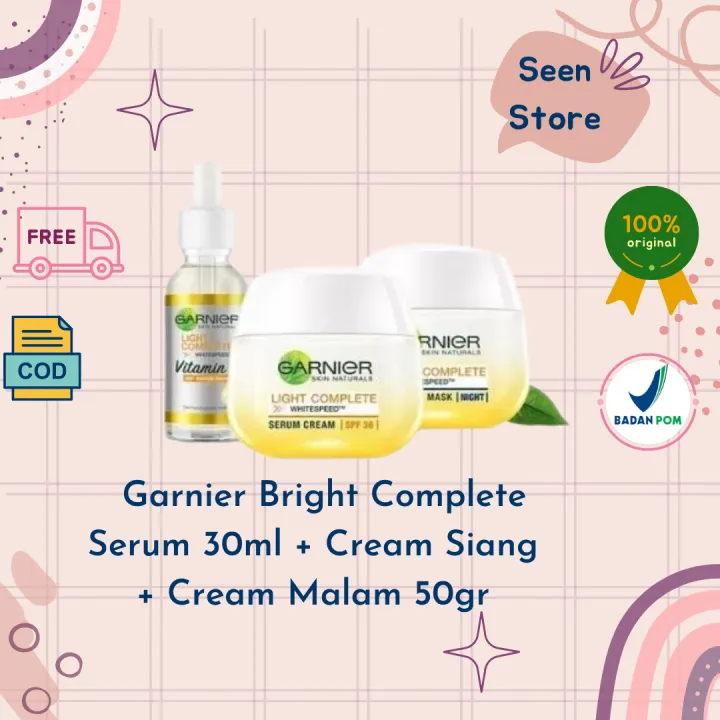 Garnier Cream Siang G Cream Malam G Serum Ml Bright Complete Kemasan Baru Light