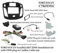 หน้ากากวิทยุ พร้อมอุปกรณ์ CanBus ตรงรุ่น FORD FOCUS ปี2012-2017 สำหรับเปลี่ยนเครื่องเล่นแบบ2DIN7"-18cm. ติดตั้งแบบ Plug-in (Product of UK)