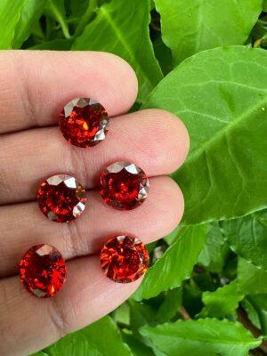 CZ เพชร CZ พลอย สีส้ม กลาง เพชรรัสเซีย รูป ROUND ยอดเยี่ยม เครื่องตัด 8.00 มม (1 เม็ด) AMERICAN DIAMOND ZIRCONIA CZ ROUND SHAPE 8.00 MM (1PCS)