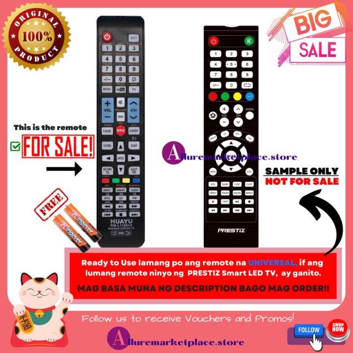 Ready to Use Universal TV Remote for Prestiz Smart LED TV 2 Universal