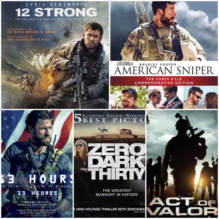 dvd-หนังสงคราม-แอคชั่น-มัดรวม-5-เรื่องดัง-13-hours-americansniper-actofvalor-12strong-zerodarkthirty-แพ็คสุดคุ้ม