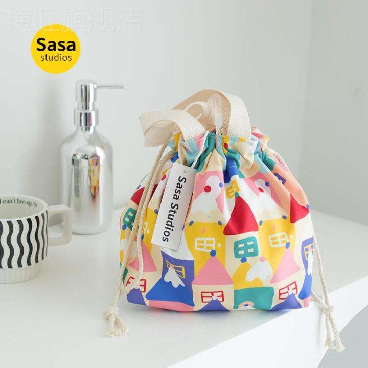 Cute Ins Satchel Drawstring Lunch Bag Work Lunch Box Bag Large Capacity